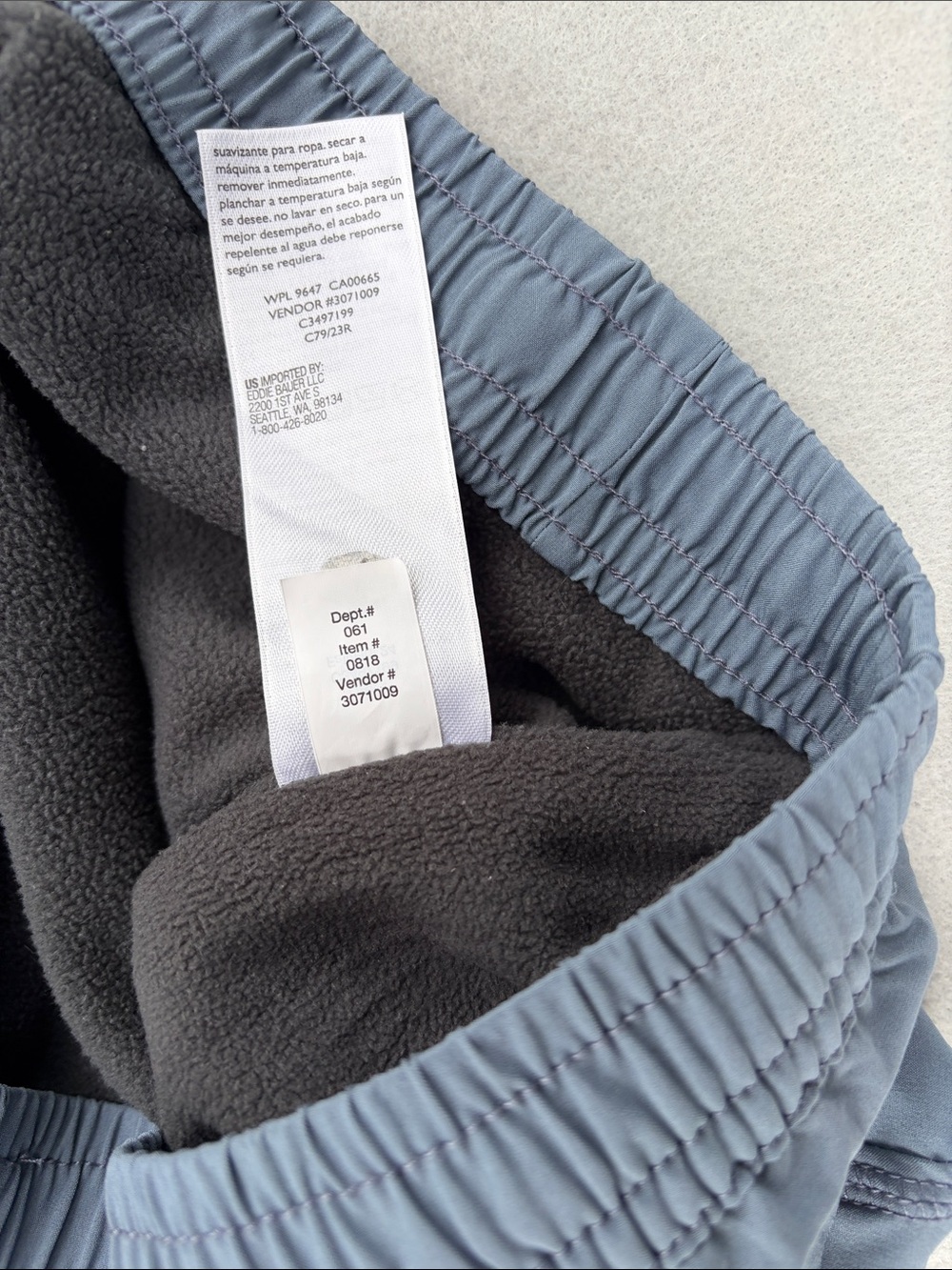 Eddie Bauer Slate Blue Drawstring Fleece Lined Active Pants - Picture 3 of 4